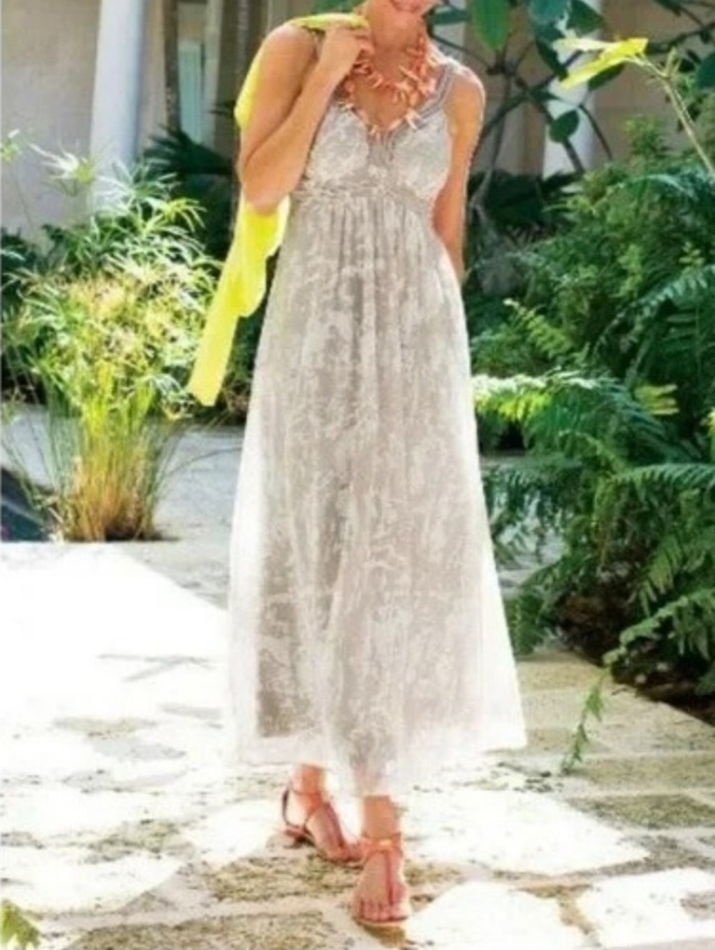 Soft Surroundings Lace Maxi Dress In Ivory Size Xl